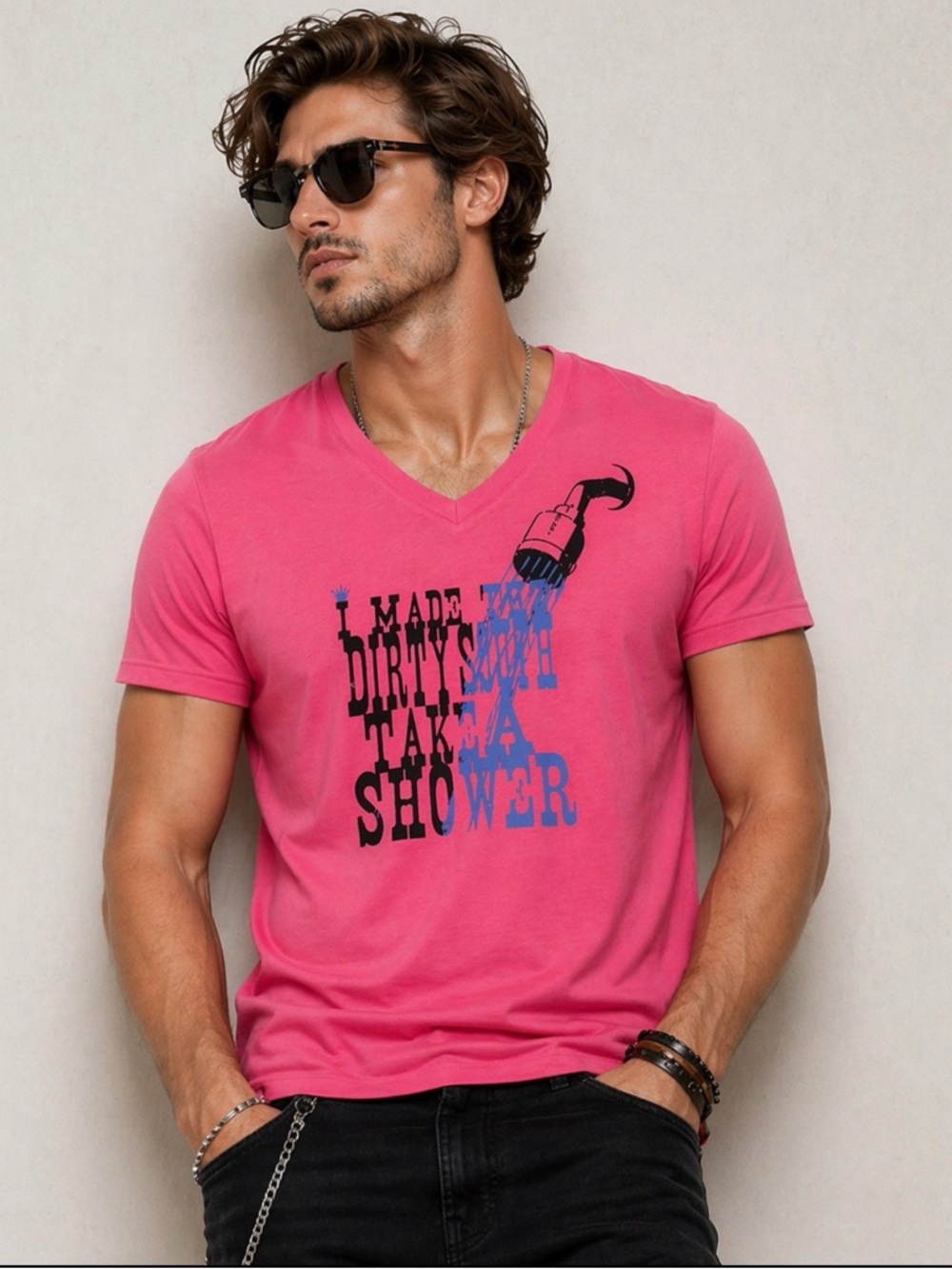 Y2K Dirty Hollywood Pink Graphic Tee Sunset Strip Edgy‎ Slogan Shirt Medium